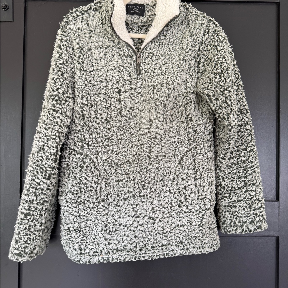 Love Tree Black and White Sherpa Jacket